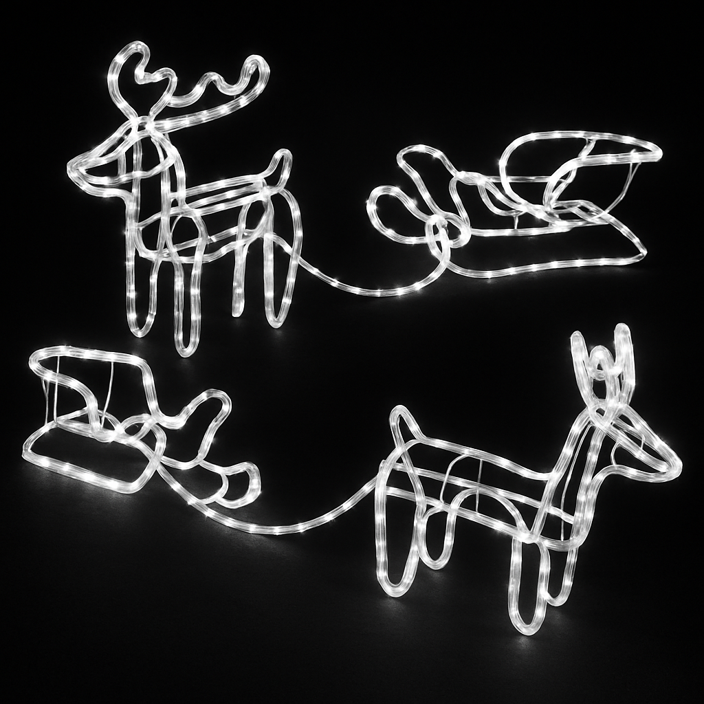 Dekoracja Świąteczna LED – Renifery z Sankami